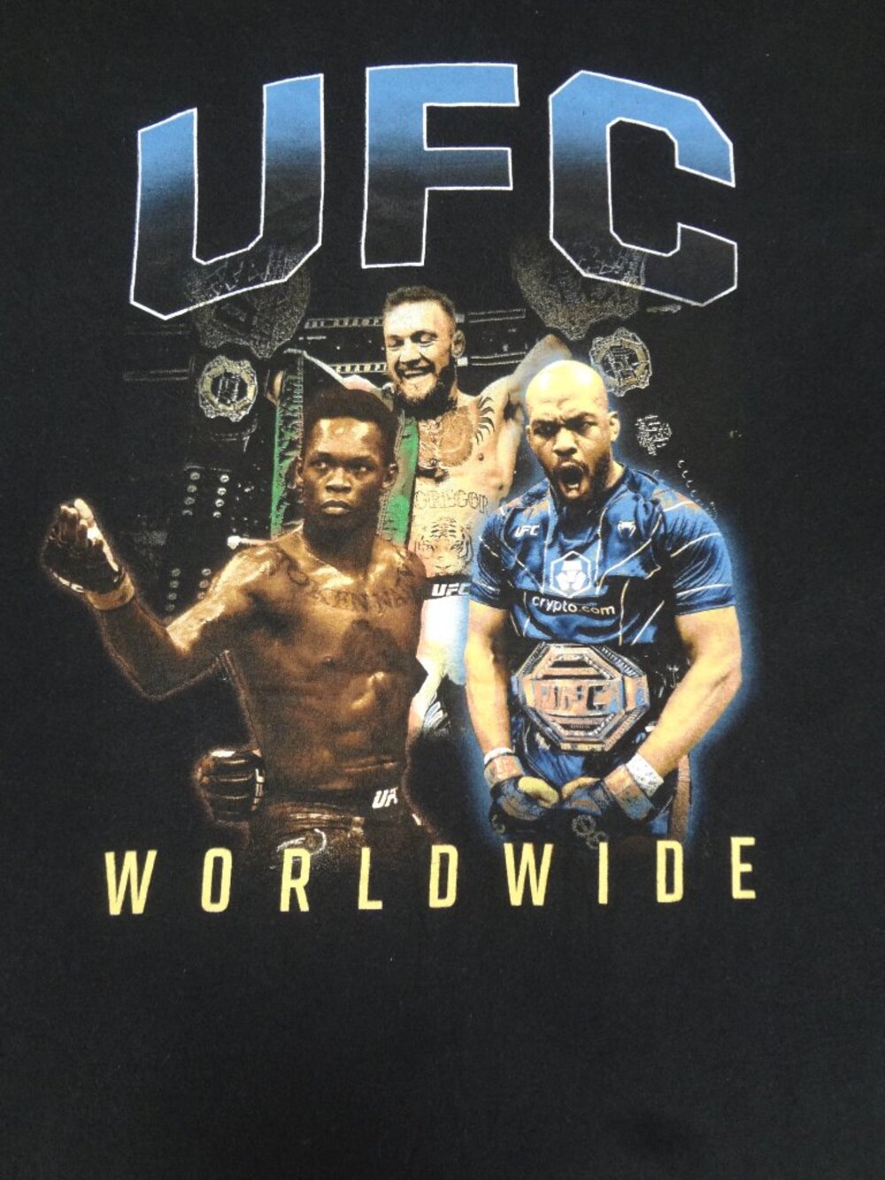UFC WORLDWIDE GRAPHIC T-SHIRT JON JONES ADESANYA CONNOR BLACK XL T-SHIRT M48